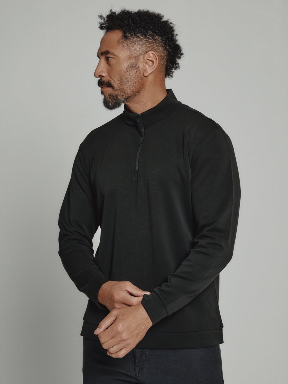 7 Diamonds Rev 1/4 Zip Modal Sweater Black Size XL